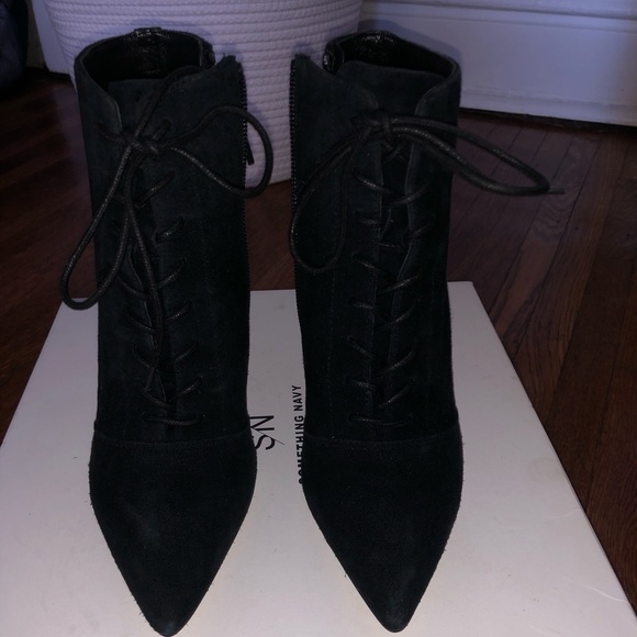 Something Navy lace up black booties, size 6. - Picture 6 of 8